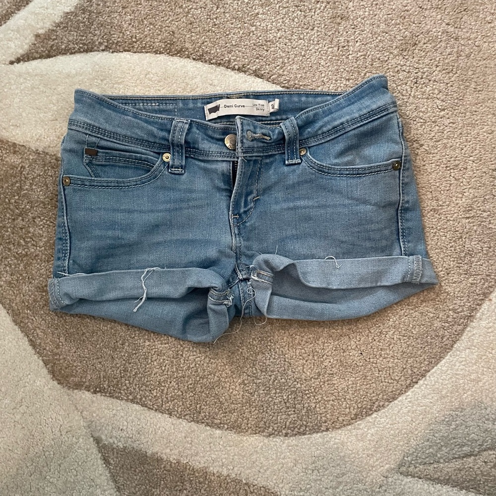 Denim&Co Blue Jean Shorts with Distressed Hem